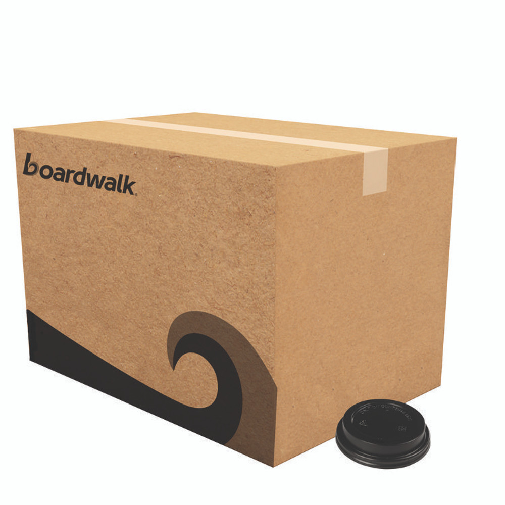 BOARDWALK HOTBL1020 Hot Cup Lids, Fits 10 oz to 20 oz Hot Cups, Plastic, Black, 1,000/Carton