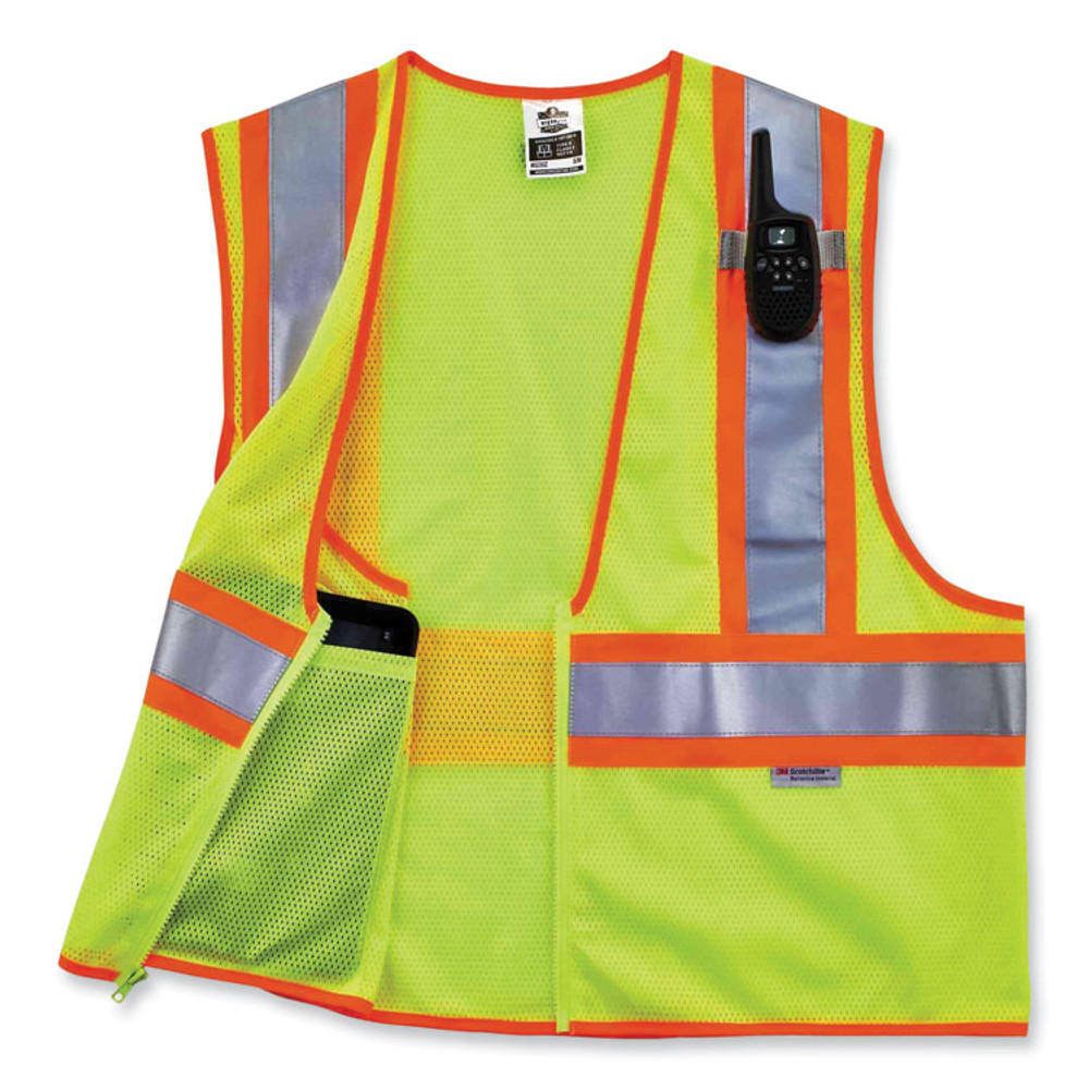 TENACIOUS HOLDINGS, INC. ergodyne® 21327 GloWear 8230Z Class 2 Two-Tone Mesh Zipper Vest, Polyester, 2X-Large/3X-Large, Lime