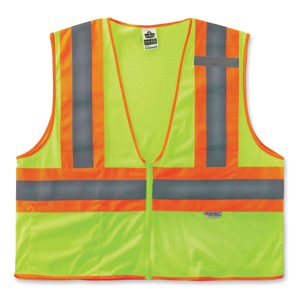 TENACIOUS HOLDINGS, INC. ergodyne® 21327 GloWear 8230Z Class 2 Two-Tone Mesh Zipper Vest, Polyester, 2X-Large/3X-Large, Lime