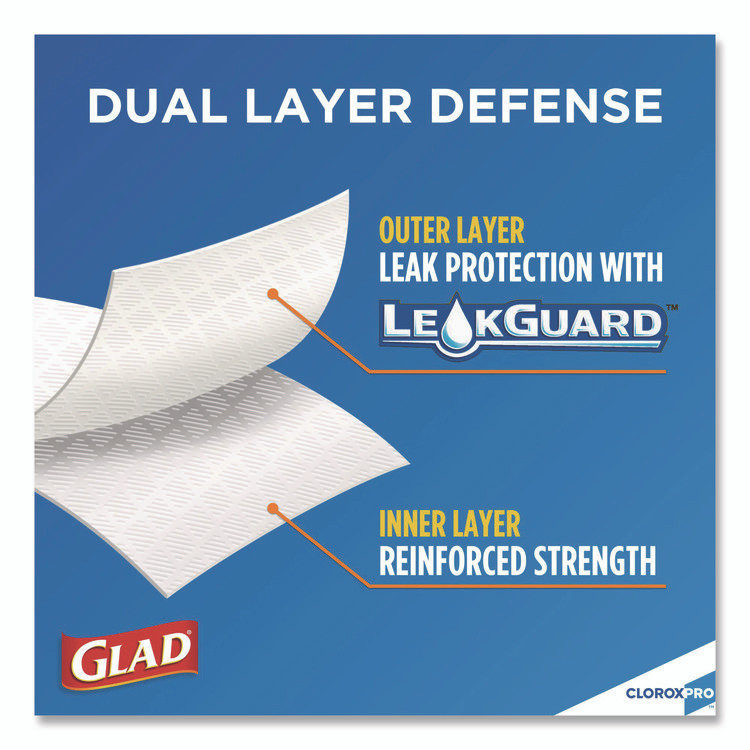 CLOROX SALES CO. Glad® 78526CT CloroxPro ForceFlex Tall Kitchen Drawstring Trash Bags, 13 gal, 24 x 27.38, Gray, 100 Bags/Box, 4 Boxes/Carton