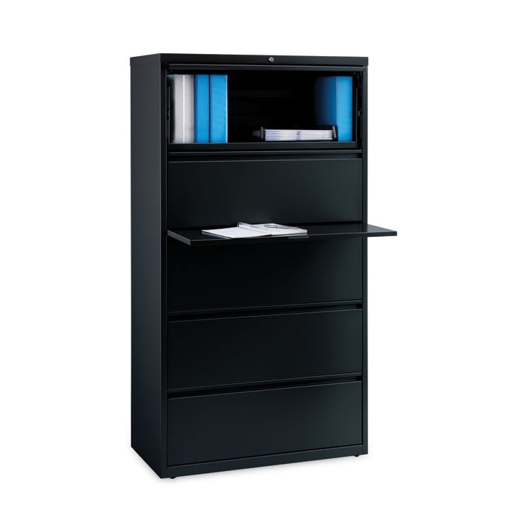 HIRSH INDUSTRIES SPACE SOLUTIONS 14992 Lateral File Cabinet, 5 Letter/Legal/A4-Size File Drawers, Black, 36 x 18.62 x 67.62