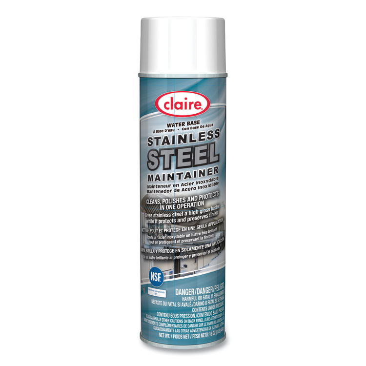 PLZ CORP Claire® 844 Stainless Steel Maintainer, Lemon Scent, 16 oz Aerosol Spray, Dozen