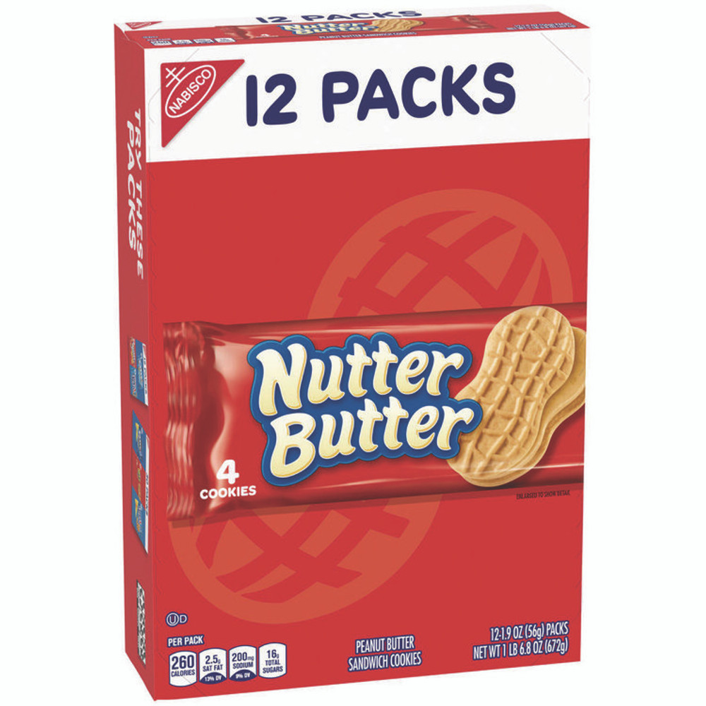 NABISCO FOOD GROUP 03745 Nutter Butter Cookies, 1.9 oz Pack, 48 Packs/Carton