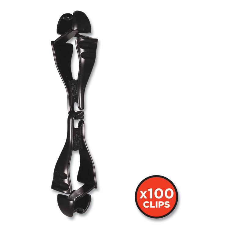 TENACIOUS HOLDINGS, INC. ergodyne® 19712BULK Squids 3400 Glove Clip Holder with Dual Clips, 1 x 1 x 6.5, Acetal Copolymer, Black, 100/Carton