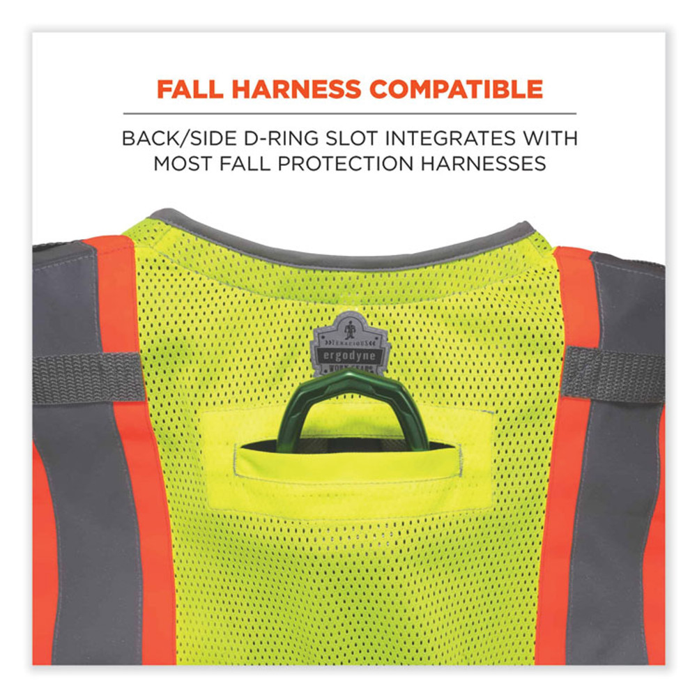 TENACIOUS HOLDINGS, INC. ergodyne® 24173 GloWear 8231TV Class 2 Hi-Vis Tool Tethering Safety Vest, Polyester, Small/Medium, Lime