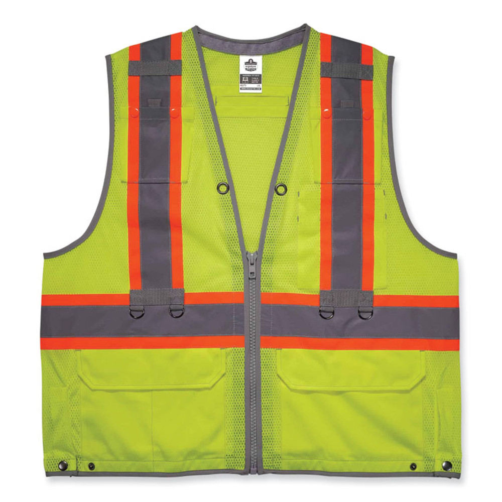 TENACIOUS HOLDINGS, INC. ergodyne® 24173 GloWear 8231TV Class 2 Hi-Vis Tool Tethering Safety Vest, Polyester, Small/Medium, Lime