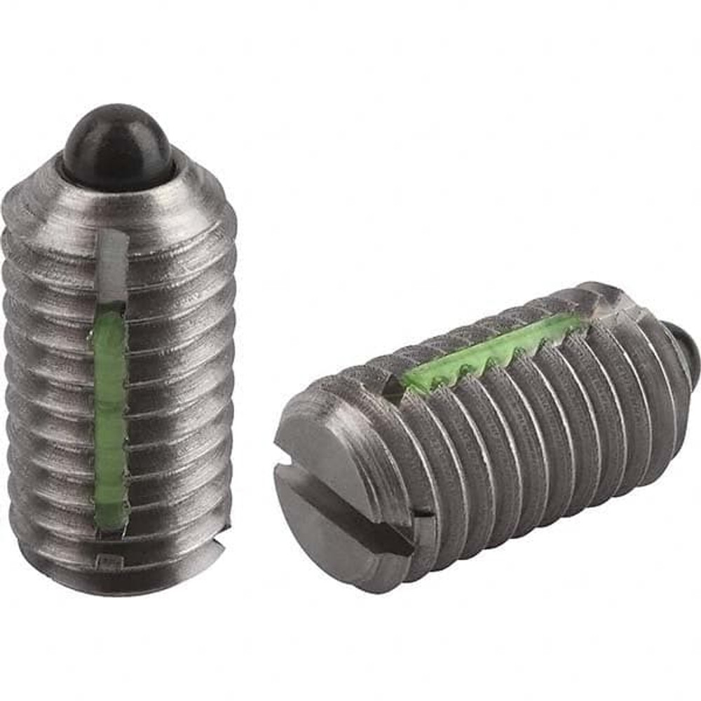 KIPP K0324.A3 Threaded Spring Plunger: 5/16-18, 0.6299" Thread Length, 0.1575" Dia, 0.0787" Projection