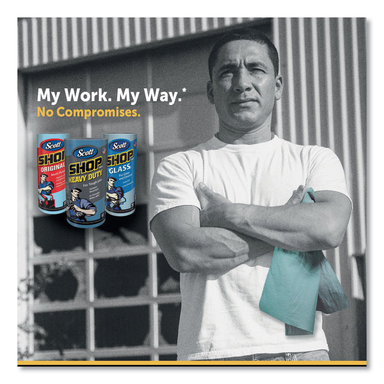 KIMBERLY-CLARK PROFESSIONAL Scott® 75180 Shop Towels, 1-Ply, 10.4 x 11, Blue, 55/Roll, 6 Rolls/Pack