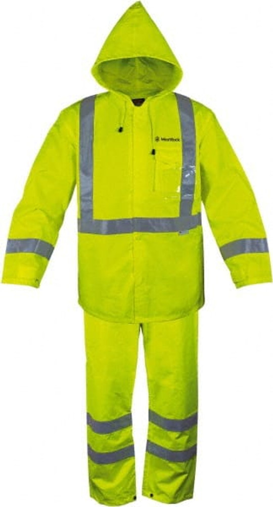Reflective Apparel Factory 402STLM6XWRBK01 Suit with Pants: Size 6XL, ANSI 107-2010 Class 3, Level 2, High-Visibility Lime, Polyester