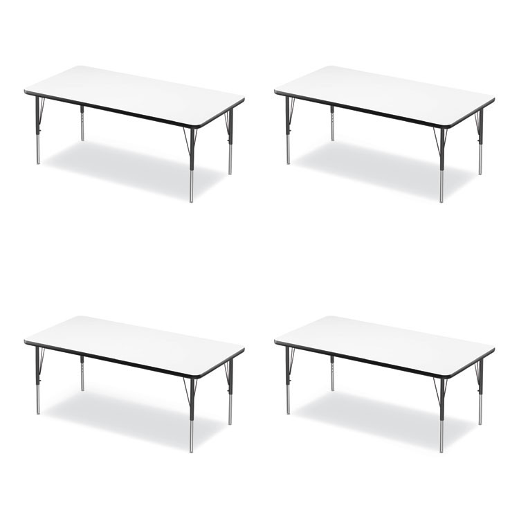 CORRELL, INC. 3060DE80954P Markerboard Activity Tables, Rectangular, 60" x 30" x 19" to 29", White Top, Black Legs, 4/Pallet