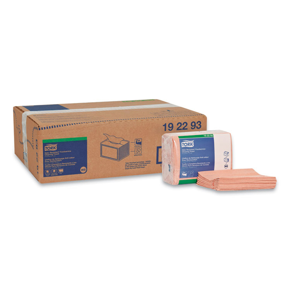 SCA TISSUE Tork® 192293 Small Pack Foodservice Cloth, 1-Ply, 11.75 x 14.75, Unscented, Red/Red Stripe, 50/Poly Pack, 4 Packs/Carton