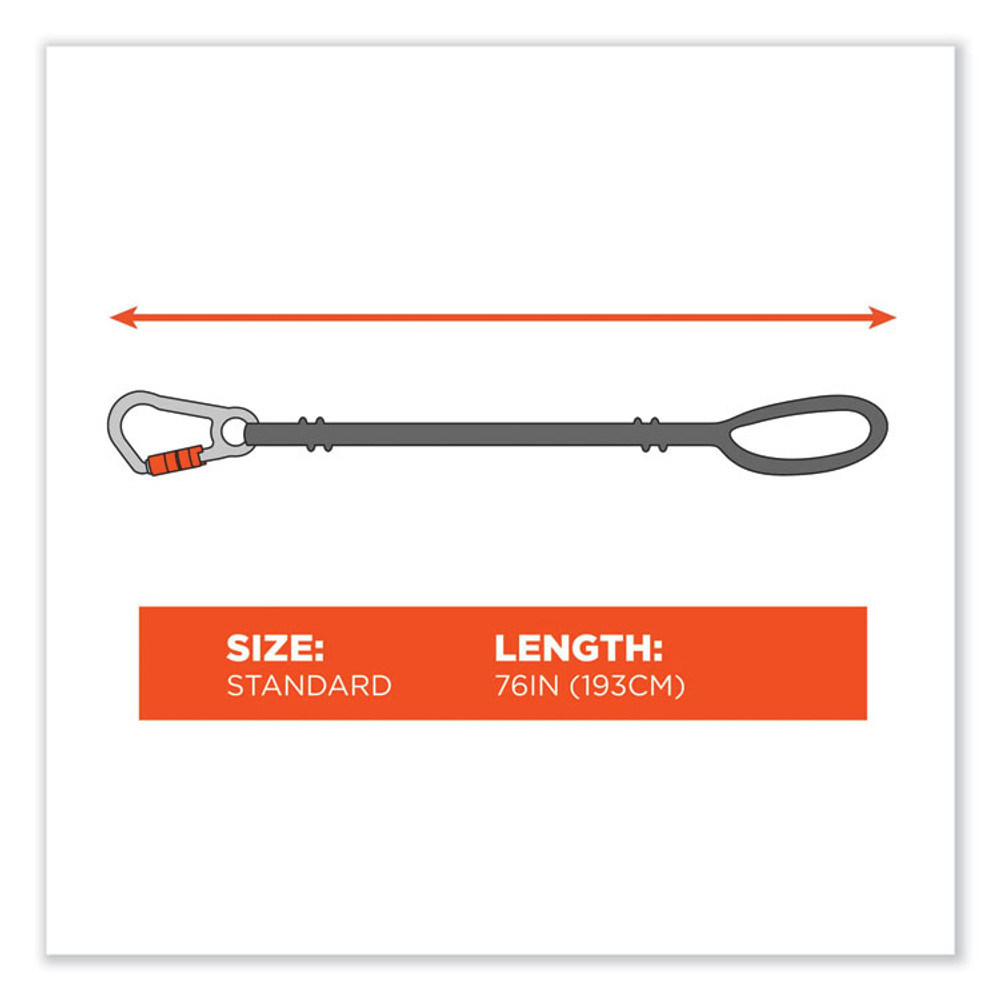 TENACIOUS HOLDINGS, INC. ergodyne® 19148 Squids 3148 Tool Lanyard with XL Carabiner + Threaded Loop, 80 lb Max Working Capacity, 76" Long, Orange/Black