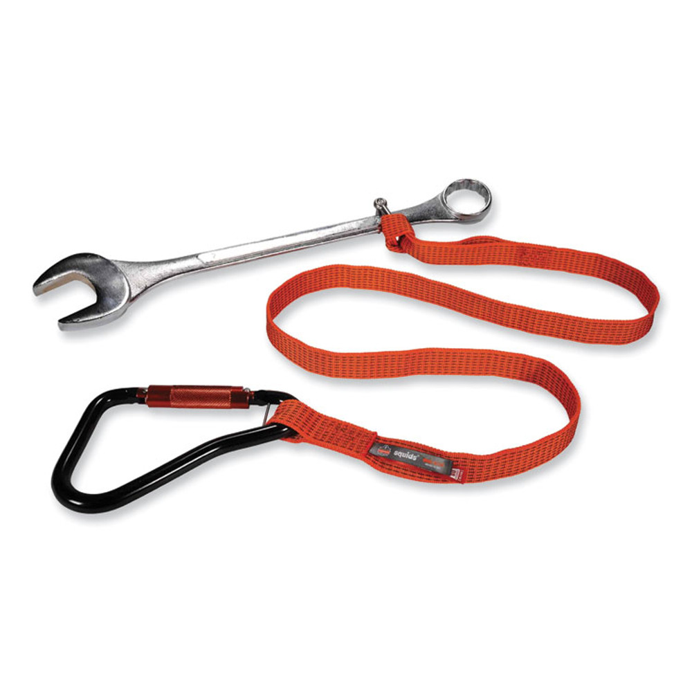 TENACIOUS HOLDINGS, INC. ergodyne® 19148 Squids 3148 Tool Lanyard with XL Carabiner + Threaded Loop, 80 lb Max Working Capacity, 76" Long, Orange/Black
