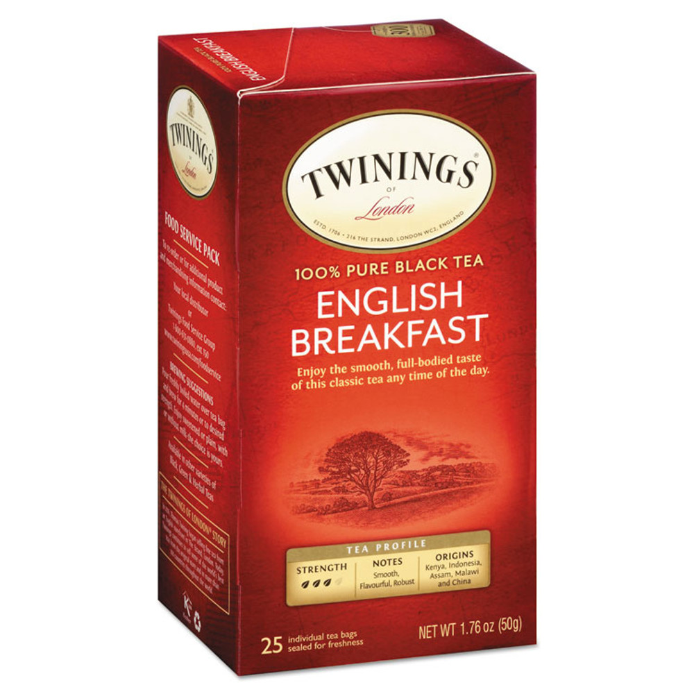 TWININGS NORTH AMERICA INC 09181 Tea Bags, English Breakfast, 1.76 oz, 25/Box