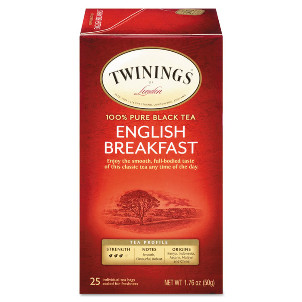 TWININGS NORTH AMERICA INC 09181 Tea Bags, English Breakfast, 1.76 oz, 25/Box
