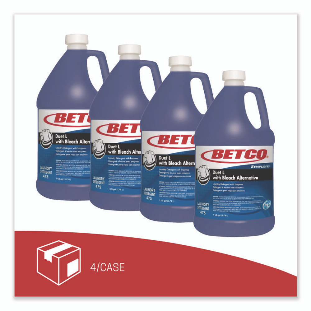 BETCO CORPORATION 4750400 Symplicity Duet L Laundry Detergent, 1 gal, Fresh Scent, 4/Carton