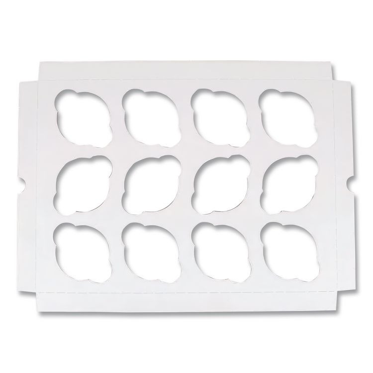 SOUTHERN CHAMPION TRAY SCT® 10016 Cupcake Holder Inserts, 12-Cupcake Holder, 9.88 x 13.88 x 0.88, White/Brown, Paper, 200/Carton