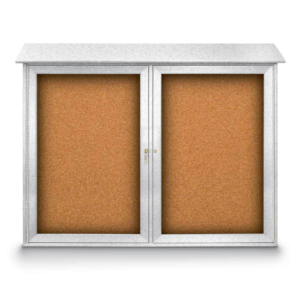 United Visual Products UVDD4536-WHITE- Enclosed Cork Bulletin Board: 45" Wide, 36" High, Cork, Natural Tan