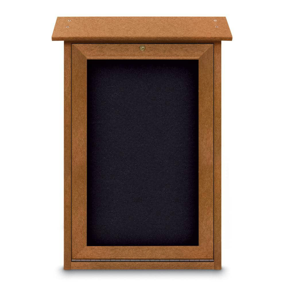 United Visual Products UVSM1829-CEDAR- Enclosed Recycled Rubber Bulletin Board: 18" Wide, 29" High, Rubber, Black