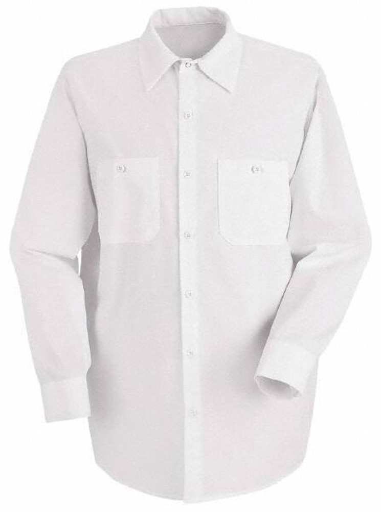 RedKap SP14WH RG XL Work Shirt: General Purpose, X-Large, Cotton, White, 2 Pockets