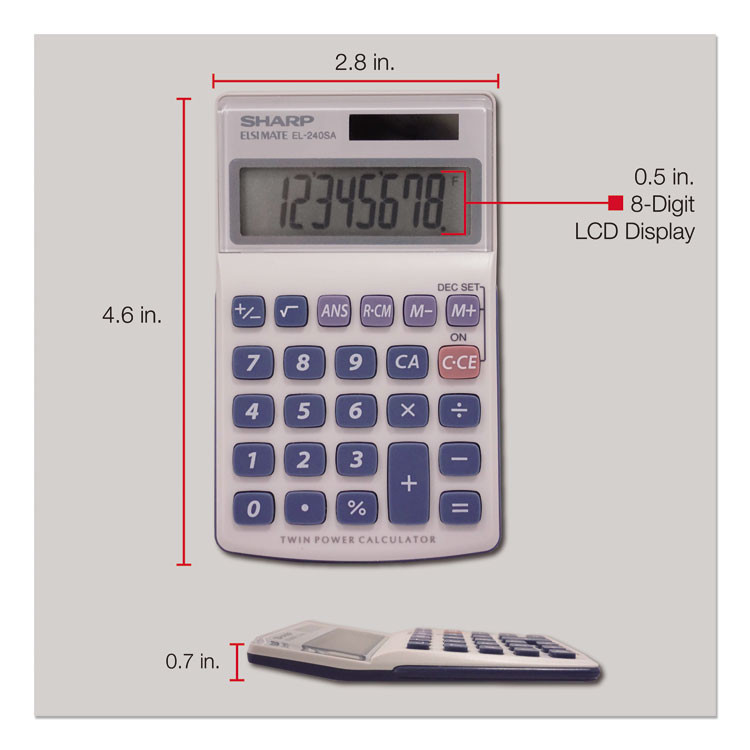 SHARP TONER EL240SAB EL240SB Handheld Business Calculator, 8-Digit LCD