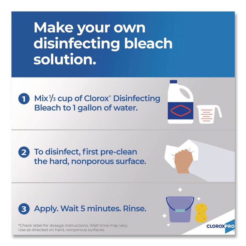 CLOROX SALES CO. 30966CT CloroxPro Concentrated Germicidal Bleach, Regular, 121 oz Bottle, 3/Carton
