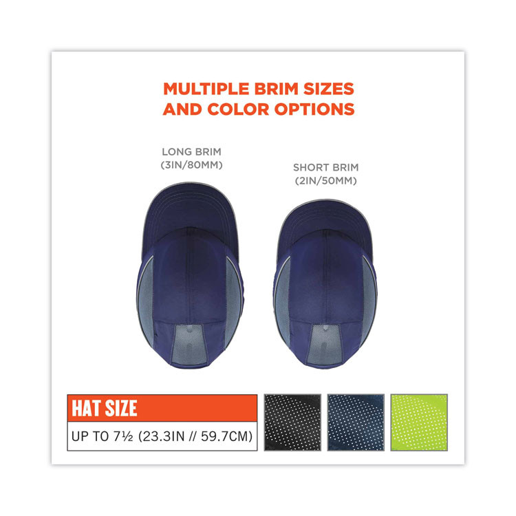 TENACIOUS HOLDINGS, INC. ergodyne® 23379 Skullerz 8960 Bump Cap with LED Lighting, Long Brim, Lime Green