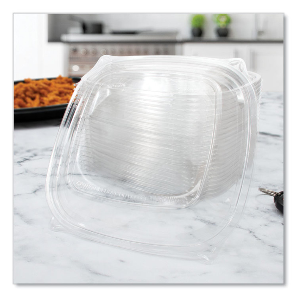 DART C2464BDL PresentaBowls Pro Clear Square Lids for 24 oz to 32 oz Bowls, 8.5 x 8.5 x 0.5, Clear, Plastic, 63/Bag, 4 Bags/Carton