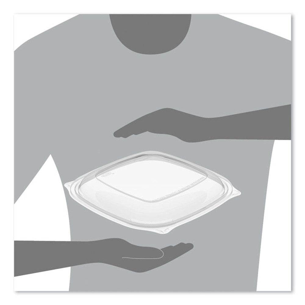 DART C2464BDL PresentaBowls Pro Clear Square Lids for 24 oz to 32 oz Bowls, 8.5 x 8.5 x 0.5, Clear, Plastic, 63/Bag, 4 Bags/Carton