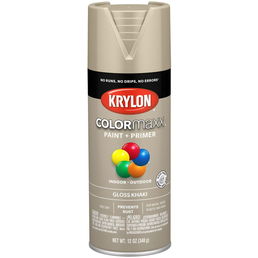 Krylon K05526007 Spray Paints; Product Type: Acrylic Enamel ; Type: Acrylic Enamel Spray Paint ; Color: Khaki ; Finish: Gloss ; Color Family: Brown ; Container Size (oz.): 12.000