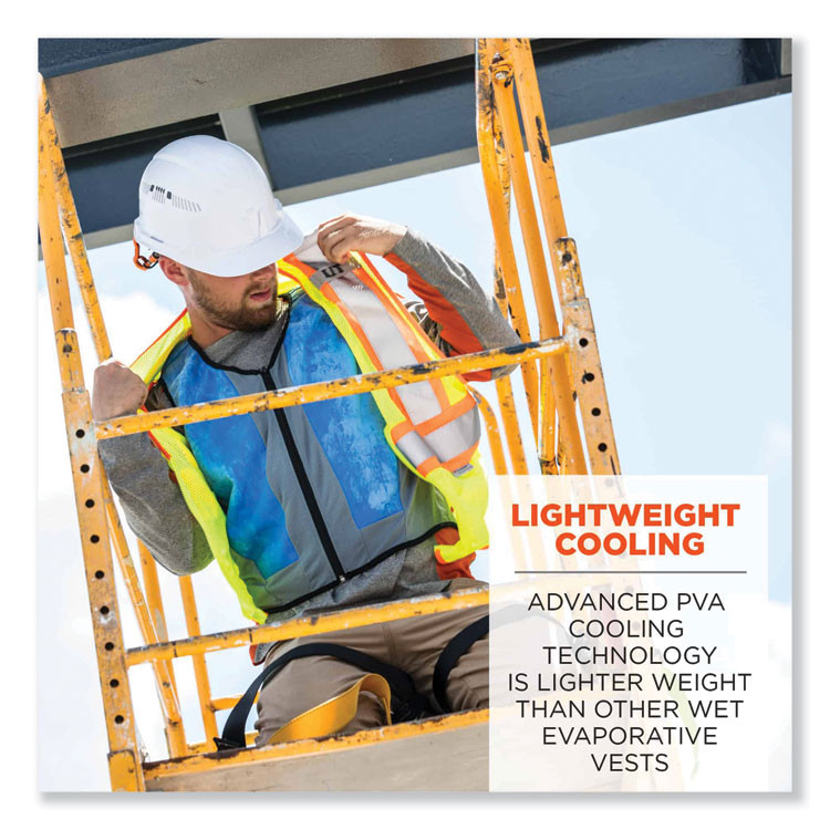 TENACIOUS HOLDINGS, INC. ergodyne® 12695 Chill-Its 6667 Wet Evaporative PVA Cooling Vest with Zipper, PVA, X-Large, Blue