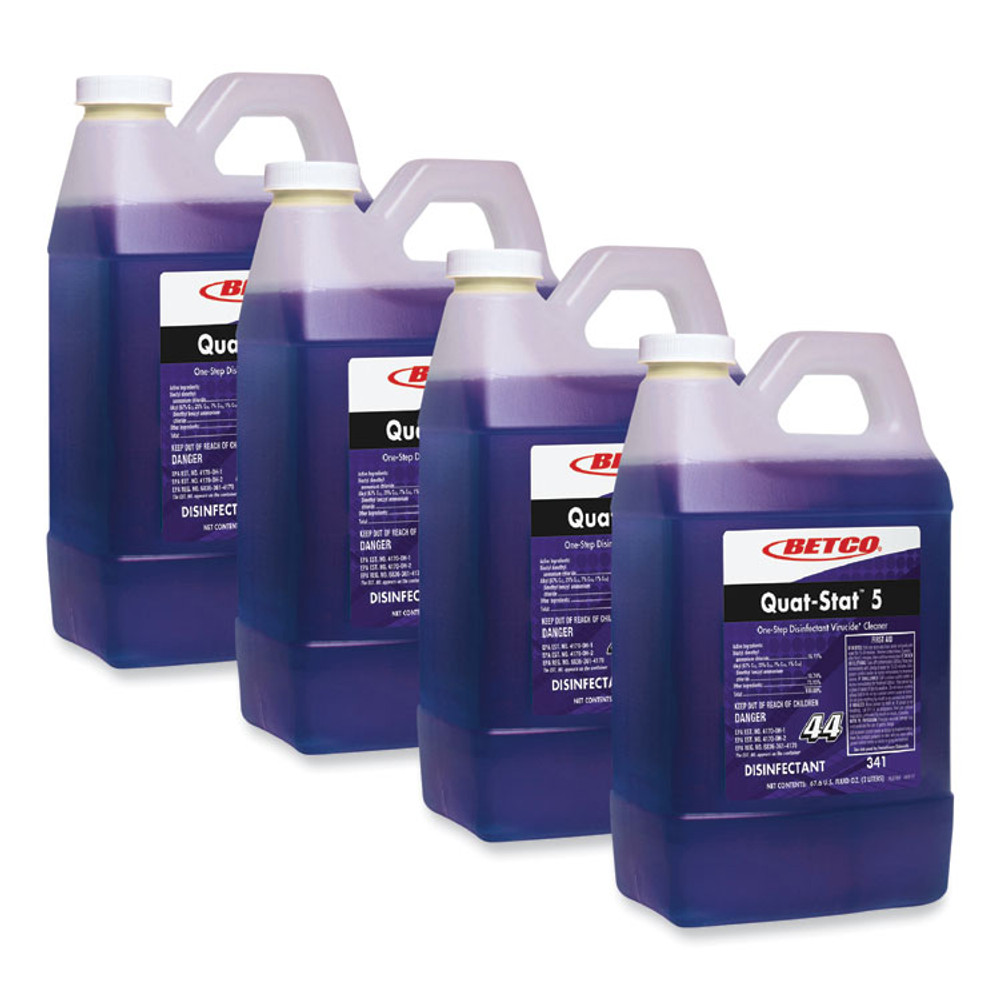 BETCO CORPORATION 3414700 Quat-Stat 5 Disinfectant, Lavender Scent, 2 L Bottle, 4/Carton