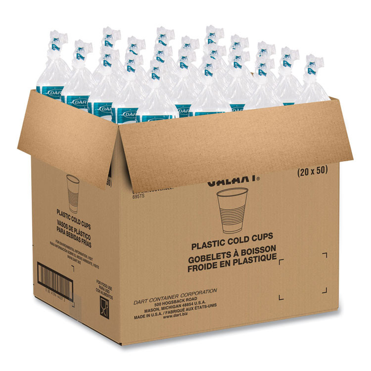 DART Y12S High-Impact Polystyrene Squat Cold Cups, 12 oz, Plastic, Translucent, 50/Sleeve, 20 Sleeves/Carton