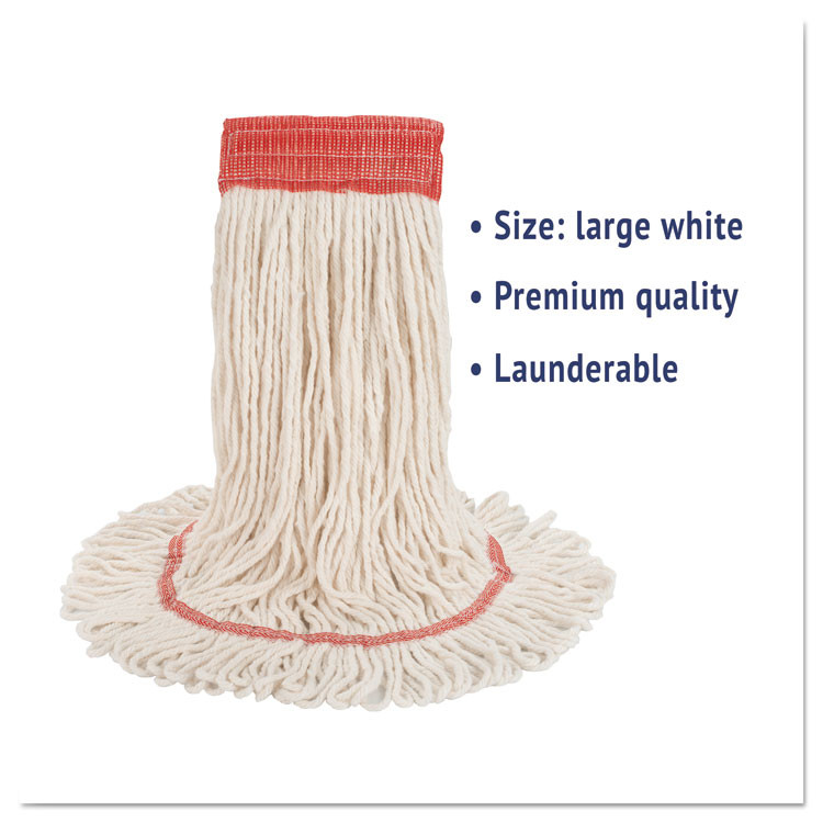 BOARDWALK 503WHEA Super Loop Wet Mop Head, Cotton/Synthetic Fiber, 5" Headband, Large Size, White