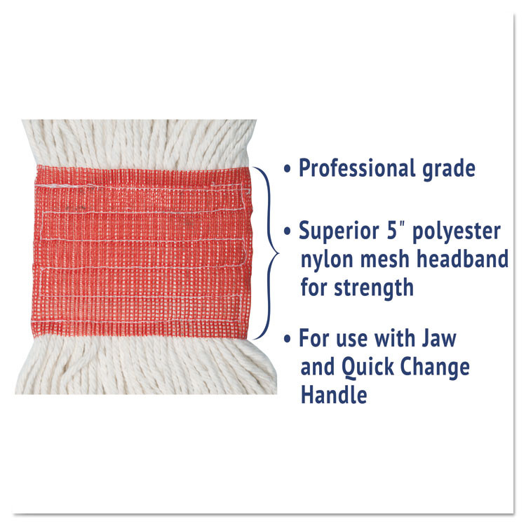 BOARDWALK 503WHEA Super Loop Wet Mop Head, Cotton/Synthetic Fiber, 5" Headband, Large Size, White