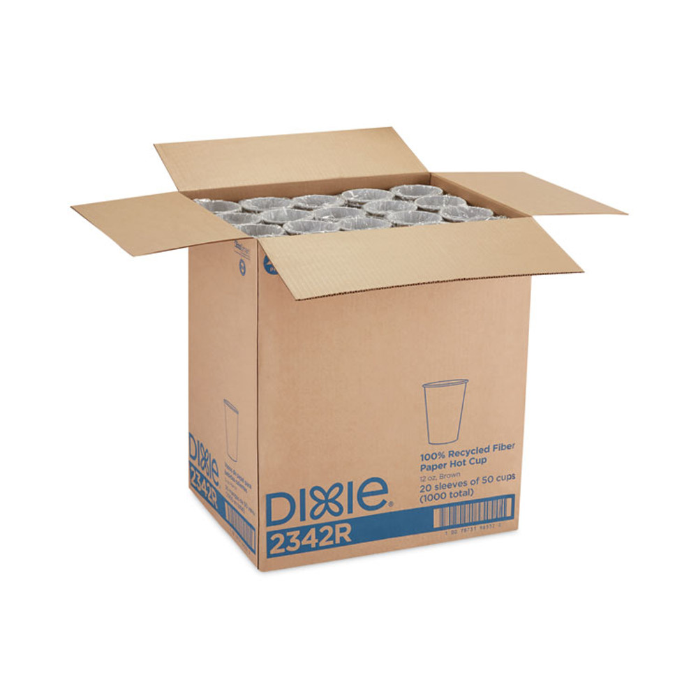 GEORGIA PACIFIC Dixie® 2342R EcoSmart Recycled Fiber Hot/Cold Cups, 12 oz, Paper, Kraft/Green, 50/Sleeve, 20 Sleeves/Carton