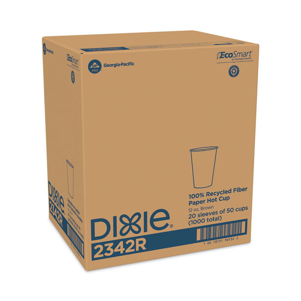 GEORGIA PACIFIC Dixie® 2342R EcoSmart Recycled Fiber Hot/Cold Cups, 12 oz, Paper, Kraft/Green, 50/Sleeve, 20 Sleeves/Carton