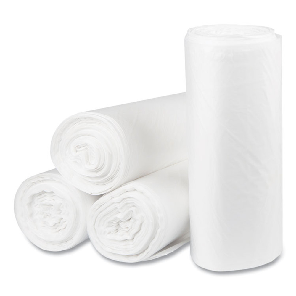 INTEGRATED BAGGING SYSTEMS Inteplast Group S386022N High-Density Commercial Can Liners, 60 gal, 22 mic, 38" x 60", Clear, Interleaved Roll, 25 Bags/Roll, 6 Rolls/Carton