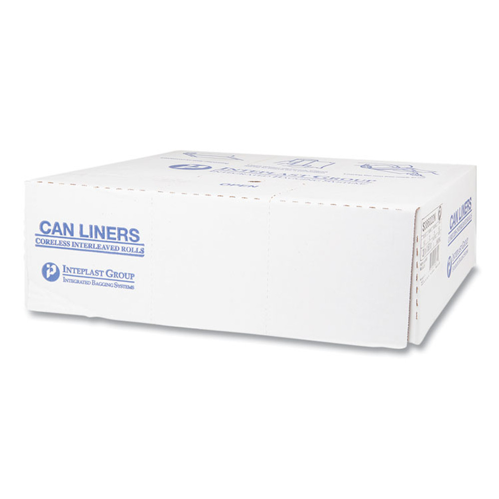 INTEGRATED BAGGING SYSTEMS Inteplast Group S386022N High-Density Commercial Can Liners, 60 gal, 22 mic, 38" x 60", Clear, Interleaved Roll, 25 Bags/Roll, 6 Rolls/Carton