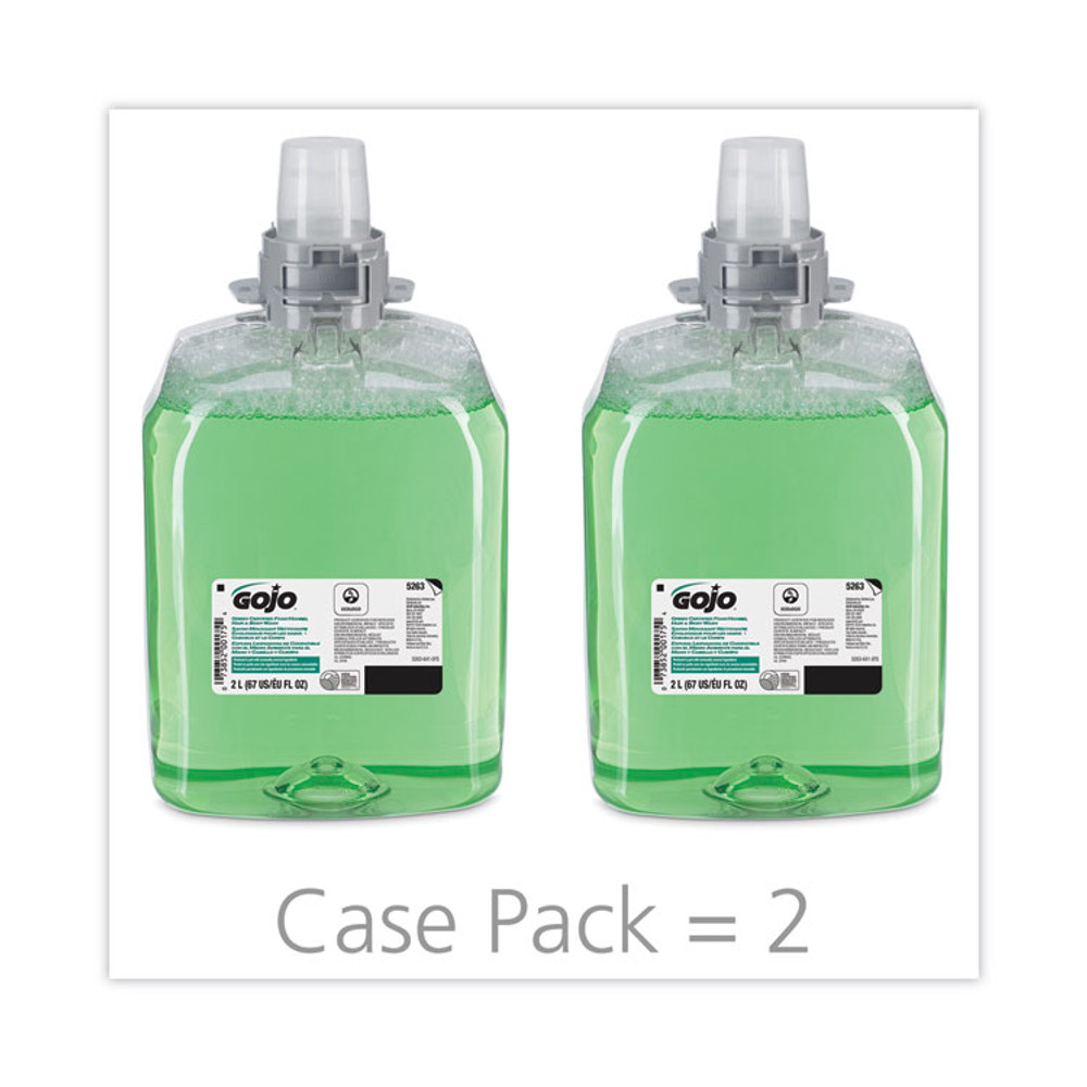 GO-JO INDUSTRIES GOJO® 526302 Green Certified Foam Hair and Body Wash, Cucumber Melon Scent, 2,000 mL, 2/Carton