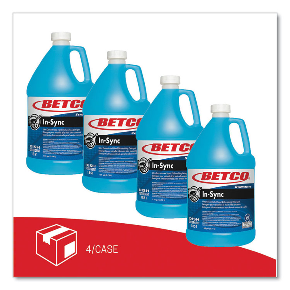BETCO CORPORATION 18510400 Symplicity In-Sync Premium Hand Dishwashing Detergent, Fresh Ozonic Scent, 1 gal Bottle, 4/Carton