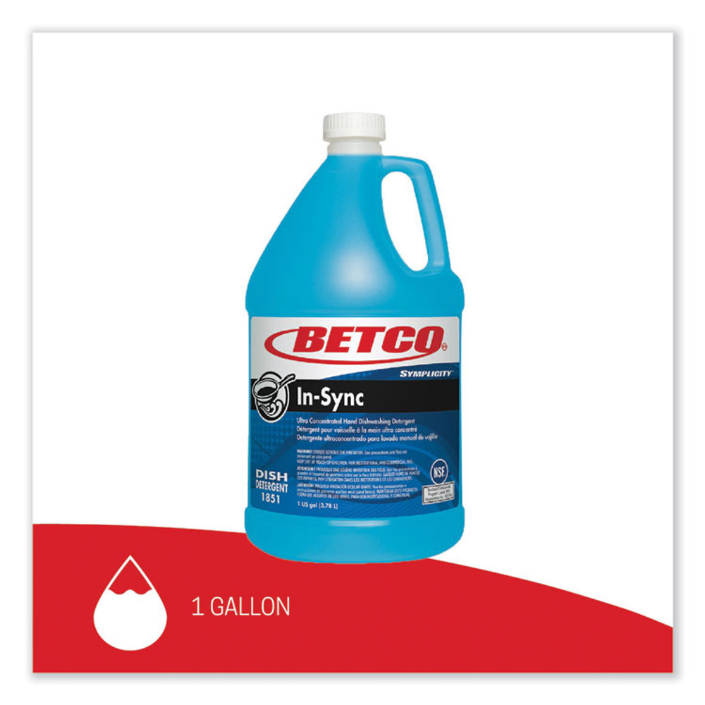BETCO CORPORATION 18510400 Symplicity In-Sync Premium Hand Dishwashing Detergent, Fresh Ozonic Scent, 1 gal Bottle, 4/Carton