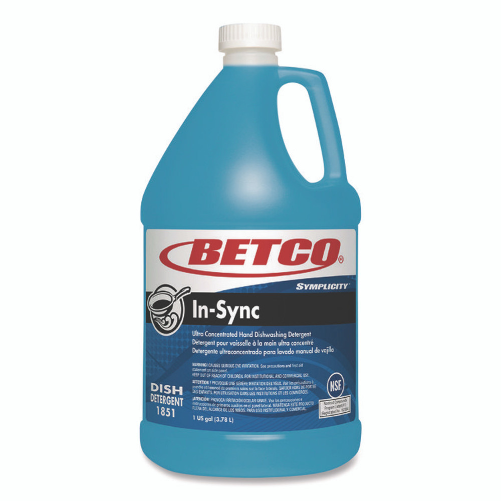 BETCO CORPORATION 18510400 Symplicity In-Sync Premium Hand Dishwashing Detergent, Fresh Ozonic Scent, 1 gal Bottle, 4/Carton