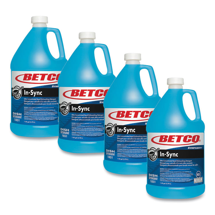 BETCO CORPORATION 18510400 Symplicity In-Sync Premium Hand Dishwashing Detergent, Fresh Ozonic Scent, 1 gal Bottle, 4/Carton