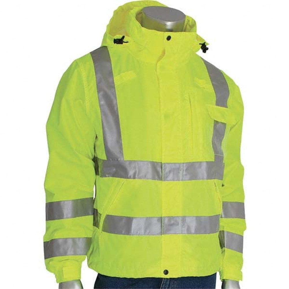 Falcon 353-2000-LY/4X Rain Jacket: Size 4X-Large, High-Visibility Yellow, Polyester