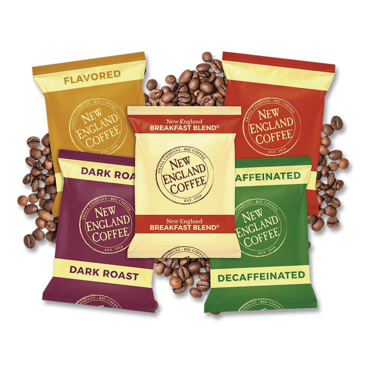 NEW ENGLAND COFFEE COMPANY 026530 Coffee Portion Packs, Hazelnut Creme, 2.5 oz Pack, 24/Box