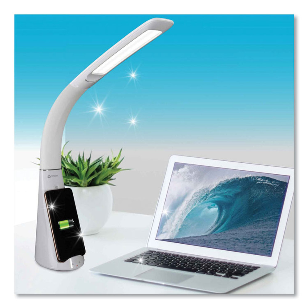 OTTLITE TECHNOLOGIES, INC SCNQC00S Wellness Series Sanitizing Purify LED Desk Lamp with Wireless Charging, 26" High, White