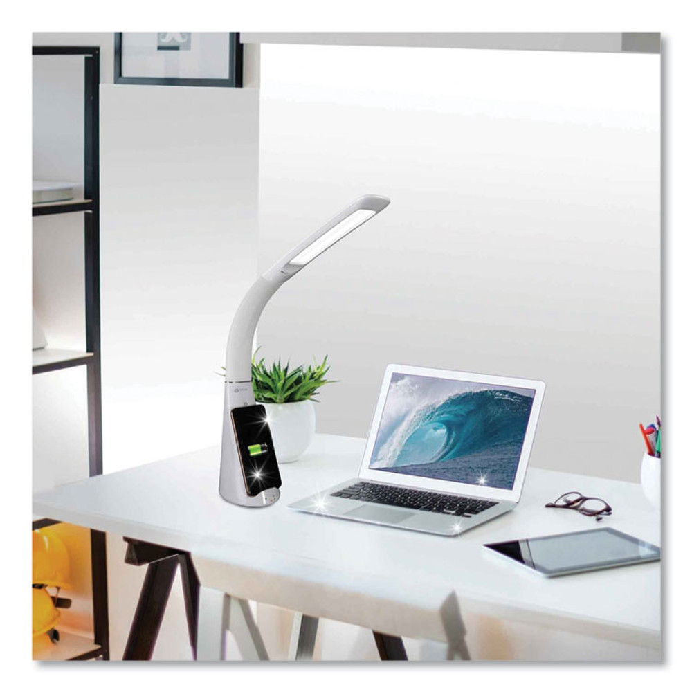 OTTLITE TECHNOLOGIES, INC SCNQC00S Wellness Series Sanitizing Purify LED Desk Lamp with Wireless Charging, 26" High, White
