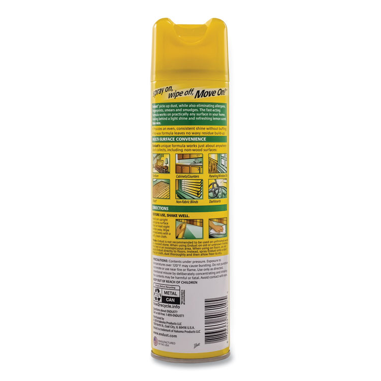 DIVERSEY CB508171 Endust Multi-Surface Dusting and Cleaning Spray, Lemon Zest, 12.5 oz Aerosol Spray, 6/Carton