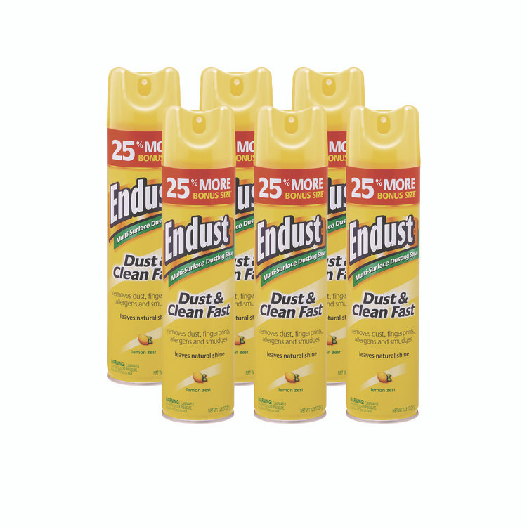 DIVERSEY CB508171 Endust Multi-Surface Dusting and Cleaning Spray, Lemon Zest, 12.5 oz Aerosol Spray, 6/Carton